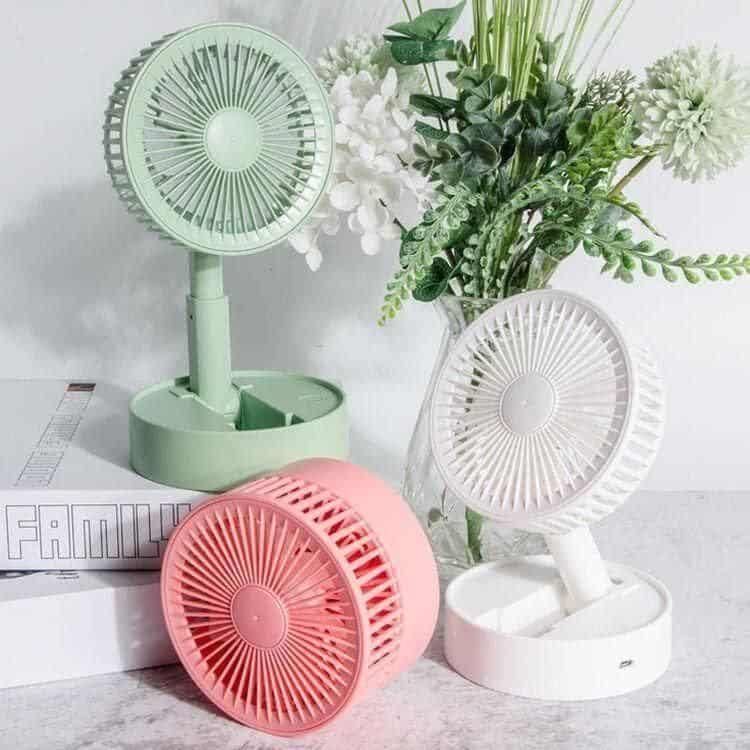 Portable Standing Fan with Adjustable Height & Battery Power
