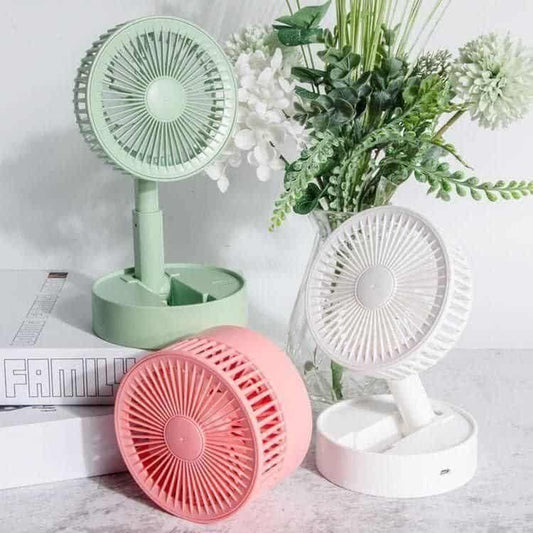 Portable Standing Fan with Adjustable Height & Battery Power
